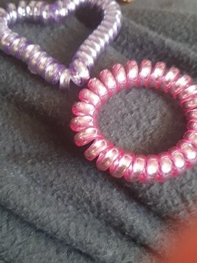 Coiled Heart Hair Tie Set - Pink & Purple